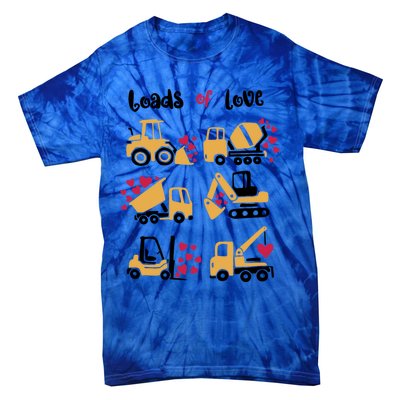 Loads Of Love Construction Trucks Valentine's Day Funny Gift Tie-Dye T-Shirt