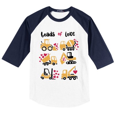 Loads Of Love Construction Trucks Valentine's Day Funny Gift Baseball Sleeve Shirt