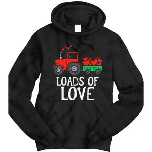 Loads Of Love Tractor Cute Valentines Day Tie Dye Hoodie