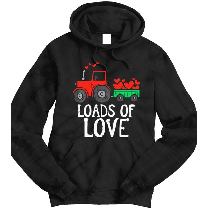 Loads Of Love Tractor Cute Valentines Day Tie Dye Hoodie