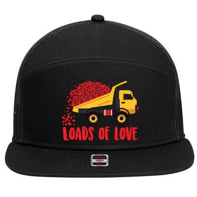 Loads Of Love Cool Construction Funny Gift 7 Panel Mesh Trucker Snapback Hat