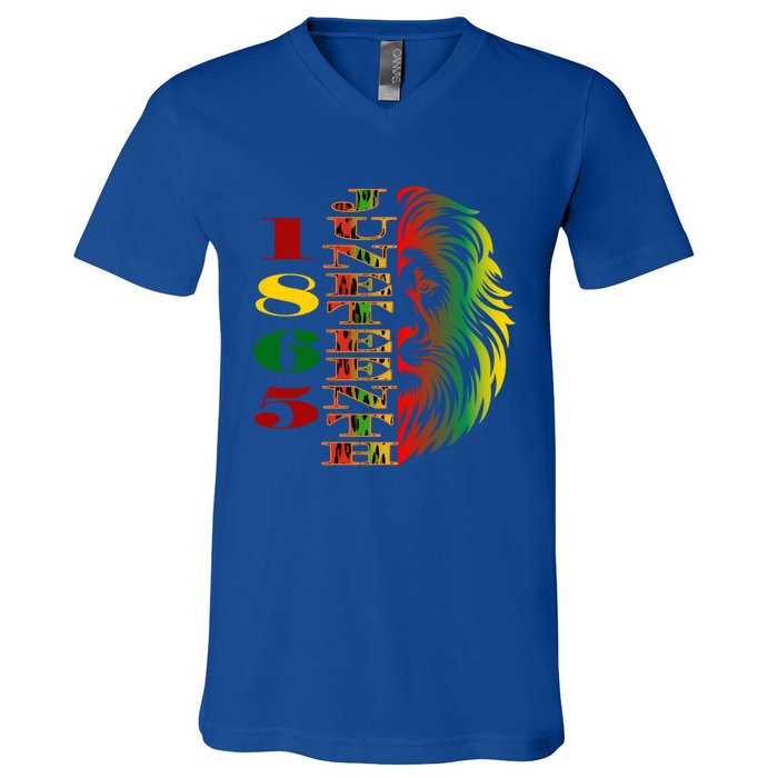 Lion Of Liberation And Freedom 1865 Junenth Ecipation Great Gift V-Neck T-Shirt