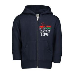 Loads Of Love Tractor Cute Valentines Day Truck Boy Toddler Zip Fleece Hoodie