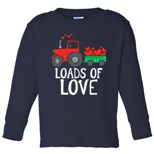 Loads Of Love Tractor Cute Valentines Day Truck Boy Toddler Long Sleeve Shirt