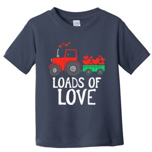 Loads Of Love Tractor Cute Valentines Day Truck Boy Toddler T-Shirt