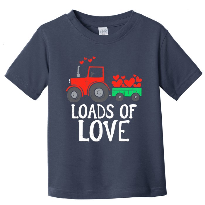 Loads Of Love Tractor Cute Valentines Day Truck Boy Toddler T-Shirt