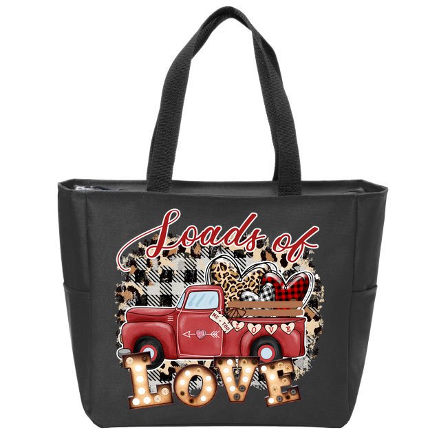 Loads Of Love Cute Vintage Truck Valentines Day Zip Tote Bag