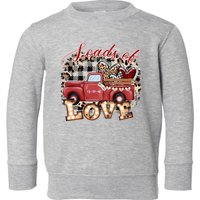 Loads Of Love Cute Vintage Truck Valentines Day Toddler Sweatshirt