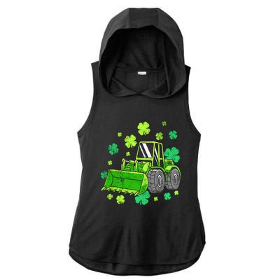 Loads Of Luck Tractor Boy St Patricks Day Ladies PosiCharge Tri-Blend Wicking Draft Hoodie Tank