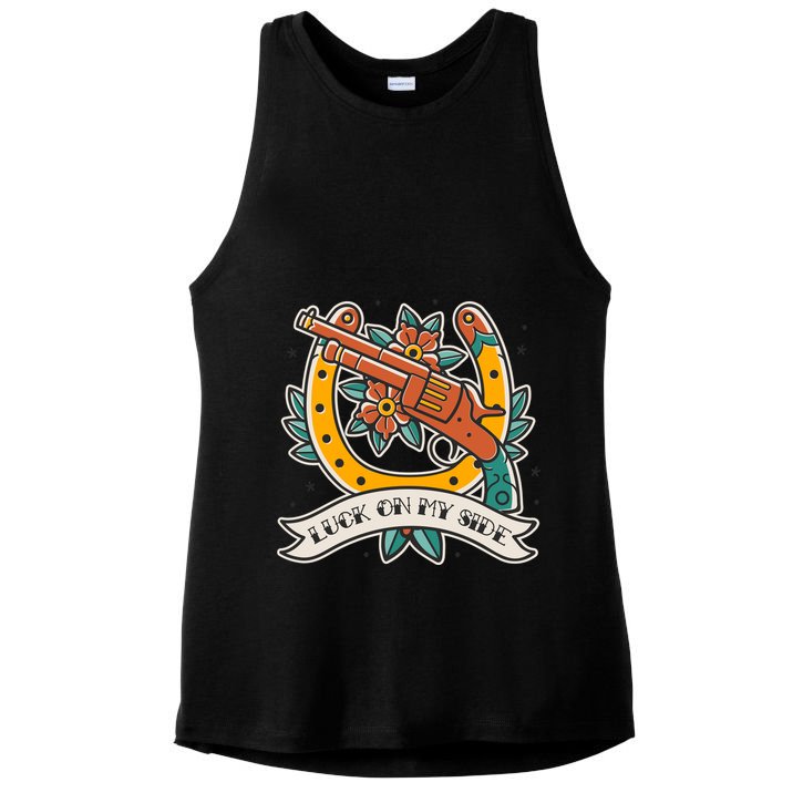 Luck On My Side Gun Ladies PosiCharge Tri-Blend Wicking Tank