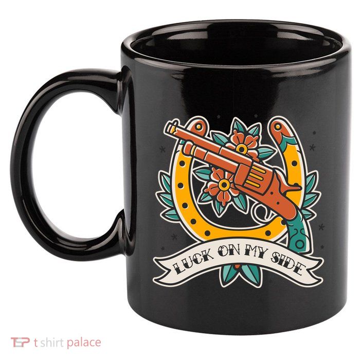 Luck On My Side Gun 11oz C Handle Ceramic Mug