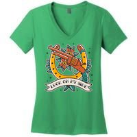 Luck On My Side Gun Women's V-Neck T-Shirt