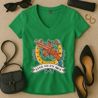 Luck On My Side Gun Women's V-Neck T-Shirt