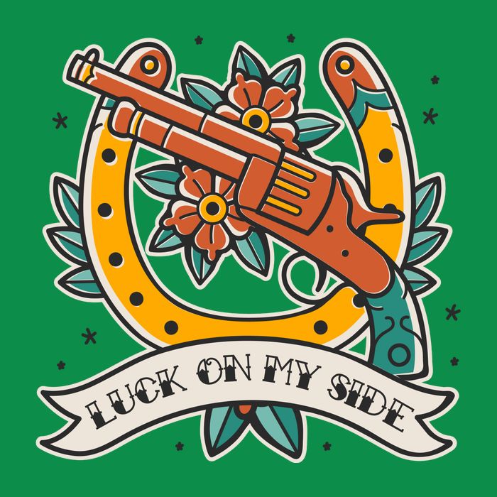 Luck On My Side Gun Women's V-Neck T-Shirt