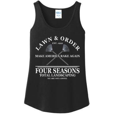 Lawn & Order Make America Rake Again Four Seasons Total Landscaping Ladies Essential Tank