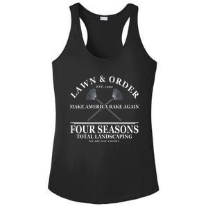 Lawn & Order Make America Rake Again Four Seasons Total Landscaping Ladies PosiCharge Competitor Racerback Tank