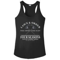 Lawn & Order Make America Rake Again Four Seasons Total Landscaping Ladies PosiCharge Competitor Racerback Tank