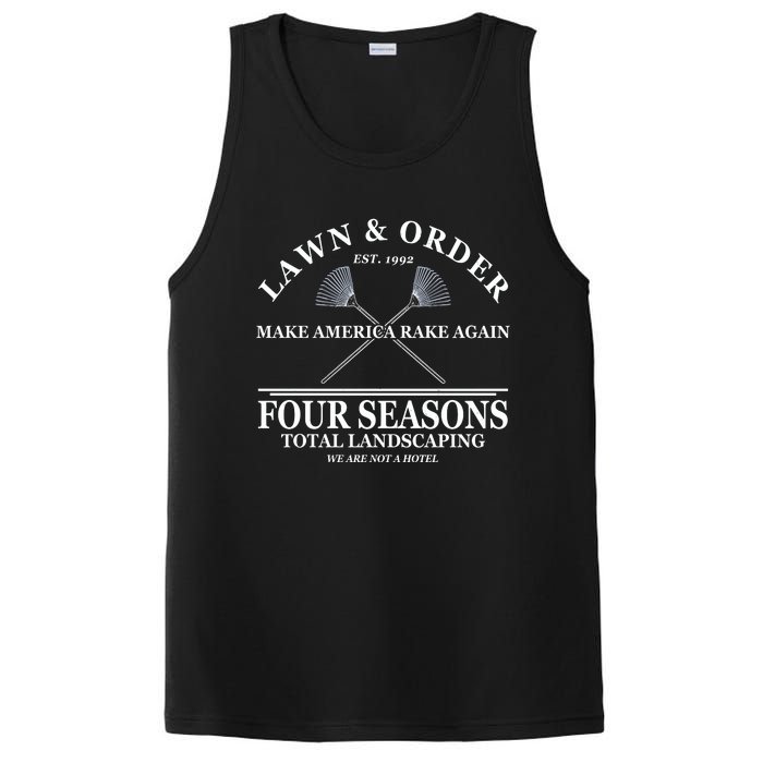 Lawn & Order Make America Rake Again Four Seasons Total Landscaping PosiCharge Competitor Tank