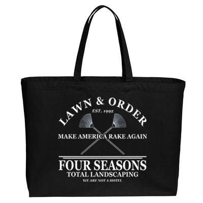 Lawn & Order Make America Rake Again Four Seasons Total Landscaping Cotton Canvas Jumbo Tote