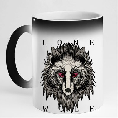 Lone Wolf Red Eyes 11oz Black Color Changing Mug