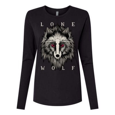 Lone Wolf Red Eyes Womens Cotton Relaxed Long Sleeve T-Shirt