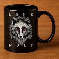 Lone Wolf Red Eyes 11oz C Handle Ceramic Mug