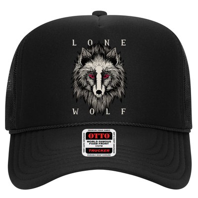 Lone Wolf Red Eyes Trucker Hat