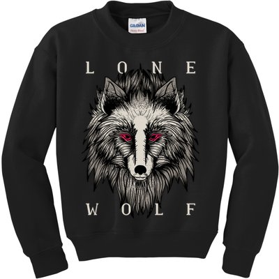 Lone Wolf Red Eyes Kids Sweatshirt