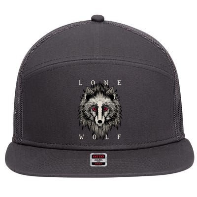 Lone Wolf Red Eyes 7 Panel Mesh Trucker Snapback Hat