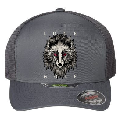 Lone Wolf Red Eyes Flexfit Unipanel Trucker Cap