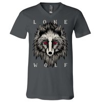 Lone Wolf Red Eyes V-Neck T-Shirt