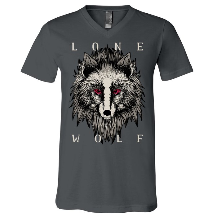 Lone Wolf Red Eyes V-Neck T-Shirt