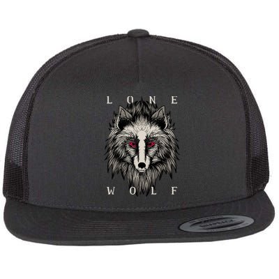 Lone Wolf Red Eyes Flat Bill Trucker Hat