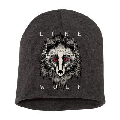 Lone Wolf Red Eyes Short Acrylic Beanie