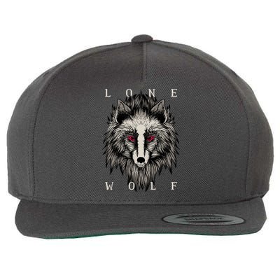 Lone Wolf Red Eyes Wool Snapback Cap