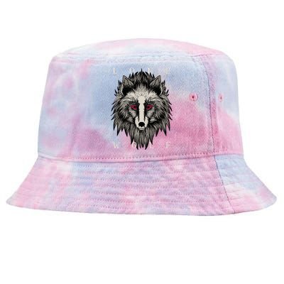 Lone Wolf Red Eyes Tie-Dyed Bucket Hat