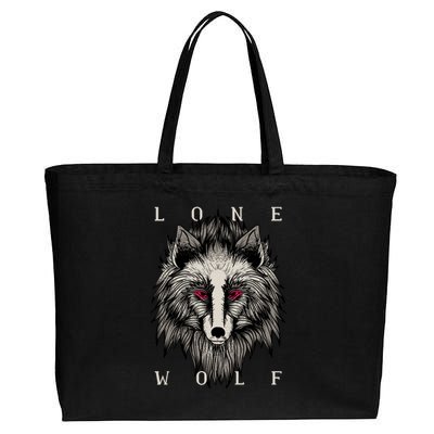 Lone Wolf Red Eyes Cotton Canvas Jumbo Tote