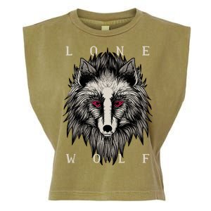 Lone Wolf Red Eyes Garment-Dyed Women's Muscle Tee