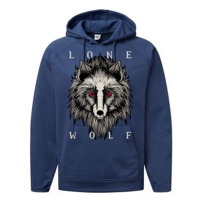 Lone Wolf Red Eyes Performance Fleece Hoodie