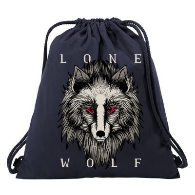 Lone Wolf Red Eyes Drawstring Bag