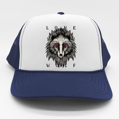 Lone Wolf Red Eyes Trucker Hat