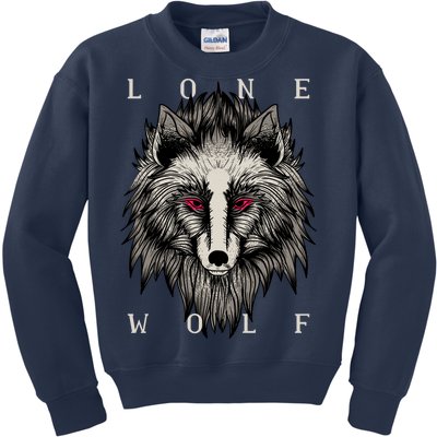 Lone Wolf Red Eyes Kids Sweatshirt