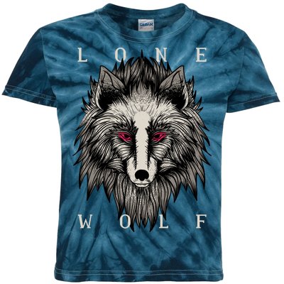 Lone Wolf Red Eyes Kids Tie-Dye T-Shirt