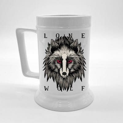 Lone Wolf Red Eyes Beer Stein