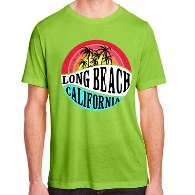 Long Beach California Retro Circle Adult ChromaSoft Performance T-Shirt