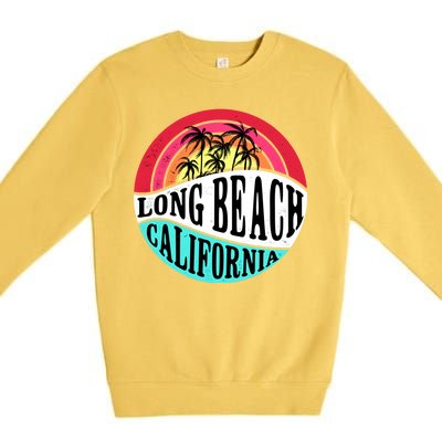 Long Beach California Retro Circle Premium Crewneck Sweatshirt