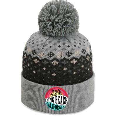 Long Beach California Retro Circle The Baniff Cuffed Pom Beanie