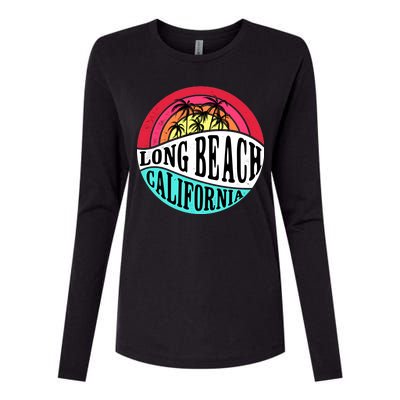 Long Beach California Retro Circle Womens Cotton Relaxed Long Sleeve T-Shirt