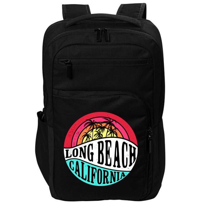 Long Beach California Retro Circle Impact Tech Backpack