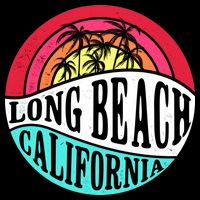 Long Beach California Retro Circle Impact Tech Backpack